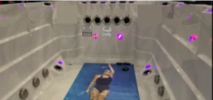 (THE BLUE DECAL OF A LADY SWIMMING BELOW WILL NOT BE IN YOUR SWIM SPA, THIS WAS USED  AT SHOW ONLY)  
